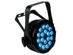 FOCO PAR PROFESIONAL CON LEDs  NEGRO  SOPORTE DOBLE  18 LEDs TRICOLORES DE 3W