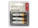 3 x RCA  JUEGO CON 3 CONECTORES RCA MACHO VIDEO AUDIO DORADO PROFESIONAL