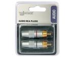 2 x RCA  JUEGO CON 2 CONECTORES RCA MACHO AUDIO VIDEO DORADO PROFESIONAL