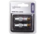 2 x RCA  JUEGO CON 2 CONECTORES RCA AUDIO HEMBRA BAADO ORO DORADO PROFESIONAL