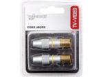 2 x COAXIAL  JUEGO CON 2 CONECTORES COAXIALES HEMBRA DORADOS 90dB PROFESIONAL