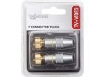 2 x CONECTOR F  JUEGO CON 2 CONECTORES F BAADOS EN ORO DORADO PROFESIONAL