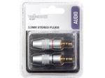 2 x JACK  JUEGO DE 2 CONECTORES ESTEREO MACHO DE 35mm DORADOS ORO PROFESIONAL