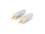 2 x JACK  JUEGO DE 2 CONECTORES ESTEREO MACHO 25mm DORADOS ORO PROFESIONAL