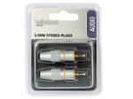 2 x JACK  JUEGO DE 2 CONECTORES ESTEREO MACHO 25mm DORADOS ORO PROFESIONAL