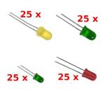 100 x LED DIFUSO VARIOS COLORES 5mm  3mm PACK SET  VERDE  AMARILLO  ROJO