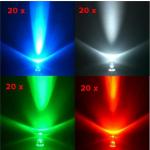 80 x LEDS TRANSPARENTES VARIOS COLORES SURTIDO AZUL  BLANCO  VERDE  ROJO