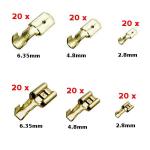 120 x TERMINAL FASTON SURTIDO SET JUEGO MACHO  HEMBRA  28  48  635 mm