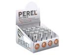 EXPOSITOR CON 16 LINTERNAS DE 9 LEDS DE ALUMINIO PLATEADO A PILAS