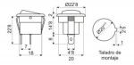 INTERRUPTOR REDONDO BASCULANTE UNIPOLAR SPST ONOFF NEGRO