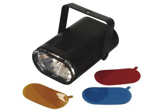 FLASH ESTROBOSCOPIO 25W  3 FILTROS INTERCAMBIABLES STROBO AZUL AMARILLO ROJO