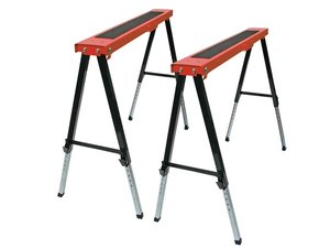 2 CABALLETES PORTATILES DE METAL MAX 300Kg BANDA ANTIDESLIZANTE ALTURA AJUSTABLE