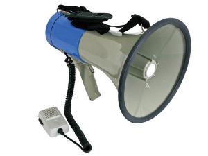 MEGAFONO CON BANDOLERA ESPIRAL MICROFONO 25W IDEAL PARA MANIFESTACIONES FIESTAS