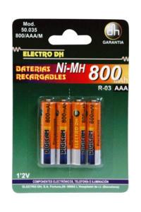 PACK 4 UNIDADES PILAS RECARGABLES R6 AA 2500mA