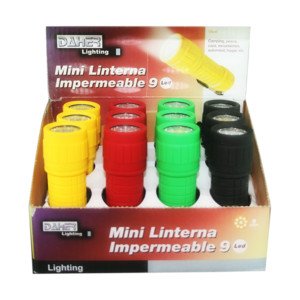 MINI LINTERNA IMPERMEABLE GOMA 9 LEDS DE ALTO BRILLO