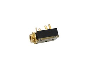 CONECTOR JACK HEMBRA 35mm ESTEREO DORADO CON CONEXIONES PARA SOLDAR