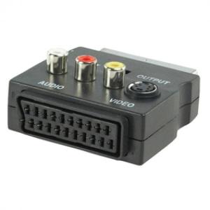 ADAPTADOR CONECTOR SCART 3xRCA SVHS INTERRUPTOR INOUT