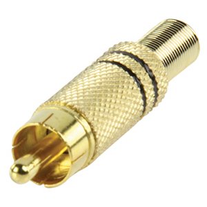 CONECTOR RCA MACHO NEGRO METAL BAADO EN ORO PROTECTOR