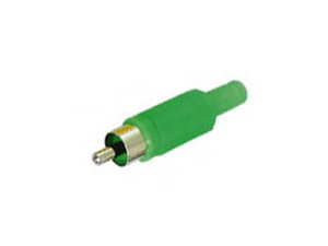 CONECTOR RCA MACHO CON FUNDA VERDE PARA ALTAVOZ AUDIO  4mm