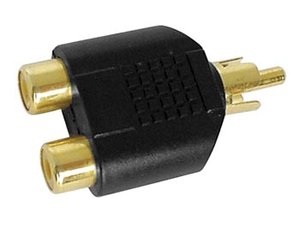 ADAPTADOR CONVERSOR DORADO ORO  DOBLE CONECTOR RCA HEMBRA  CONECTOR RCA MACHO