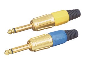 CONECTOR JACK MACHO ORO 635mm MONOAURAL ARO AZUL