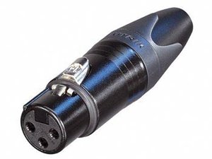 CONECTOR NEUTRIK NEGRO XLR HEMBRA CABLE 3 PIN PLATA