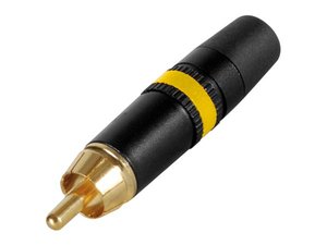 CONECTOR NEUTRIK RCA PHONO DORADO CON ANILLO COLOR AMARILLO