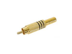 CONECTOR RCA METALICO MACHO DORADO NEGRO PARA CABLE DE 6 mm