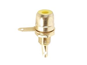 CONECTOR HEMBRILLA RCA HEMBRA DORADA COLOR AMARILO AMARILLA PASO 6mm