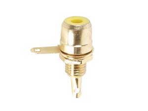 CONECTOR HEMBRILLA RCA HEMBRA DORADA COLOR AMARILO AMARILLA PASO 6mm