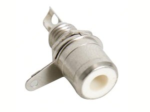 CONECTOR HEMBRILLA RCA HEMBRA NIQUELADA BLANCA BLANCO SOLDAR