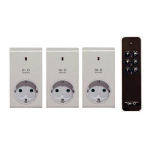 KIT 3 ENCHUFES SCHUKO 230V MANDO A DISTANCIA 30m NEGRO