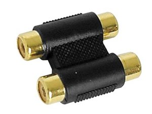 CONECTOR ADAPTADOR DOBLE  2 x RCA HEMBRA  2 x RCA HEMBRA  DORADO BAADO ORO