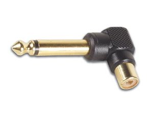 CONECTOR ADAPTADOR  RCA HEMBRA  JACK MACHO MONO 635mm DORADO BAADO ORO 90