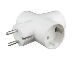 ADAPTADOR ENCHUFE 3 TOMAS TT CERAMICO BLANCO LADRON