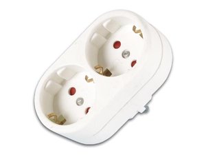 BASE MULTIPLE REGLETA DE 2 TOMAS TT CONEXION SCHUKO COLOR BLANCO