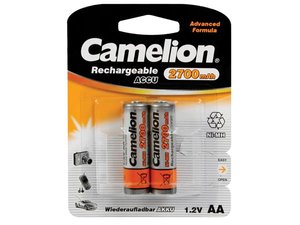 PILAS RECARGABLES CAMELION 2 x AA 12V 2700mAh NiMh  2 UNIDADES