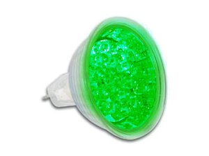 BOMBILLA LED COLOR VERDE CONEXION MR16 12Vac CONSUMO 084W