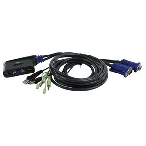 CONMUTADOR KVM DE 2 PUERTOS 2 CABLES 18m ORDENADOR