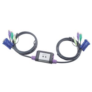 CONMUTADOR KVM DE 2 PUERTOS 2 CABLES 12m ORDENADOR