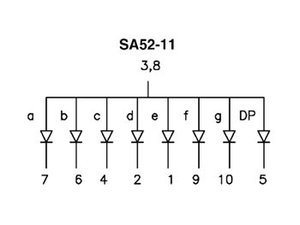 DISPLAY DE 1 DIGITO 13mm ANODO COMUN COLOR VERDE