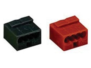 CONECTOR BORNE WAGO 4 CONDUCTORES 08mm 6A COLOR ROJO