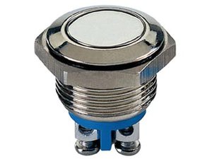 PULSADOR PLANO DE ACERO INOXIDABLE REDONDO SPST 1NO 48VDC 2A 19mm