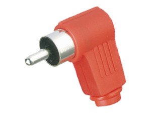 CONECTOR RCA MACHO ACODADO 90 ROJO CONEXION TORNILLO 