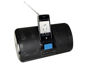 ALTAVOCES DOCK IPHONE IPOD CON RADIO FM RELOJ ALARMA REPRODUCTOR DE MUSICA