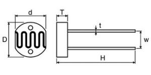 FOTORRESISTOR LDR 2 ohm  20 Kohm 100mW 150Vdc max