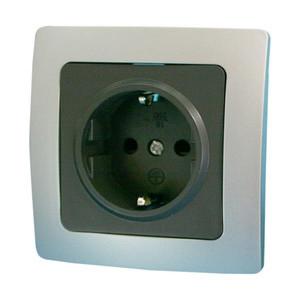 BASE DE ENCHUFE EMPOTRABLE SCHUKO COLOR PLATA  GRIS