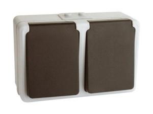 DOBLE BASE DE SUPERFICIE SCHUKO TAPA PROTECCION IP54