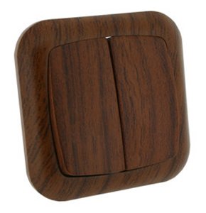 DOBLE CONMUTADOR EMPOTRABLE COLOR MADERA PARA ILUMINACION 6A 250V