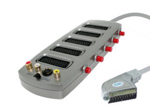 MULTIPLICADOR SCART EUROCONECTOR Y RCA PERITELEVISION INTERRUPTORES EN  3 TOMAS